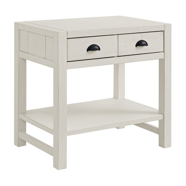 Alaterre Furniture Arden 2-Drawer Wood Nightstand with Open Shelf, Driftwood White ANAN0231 - main